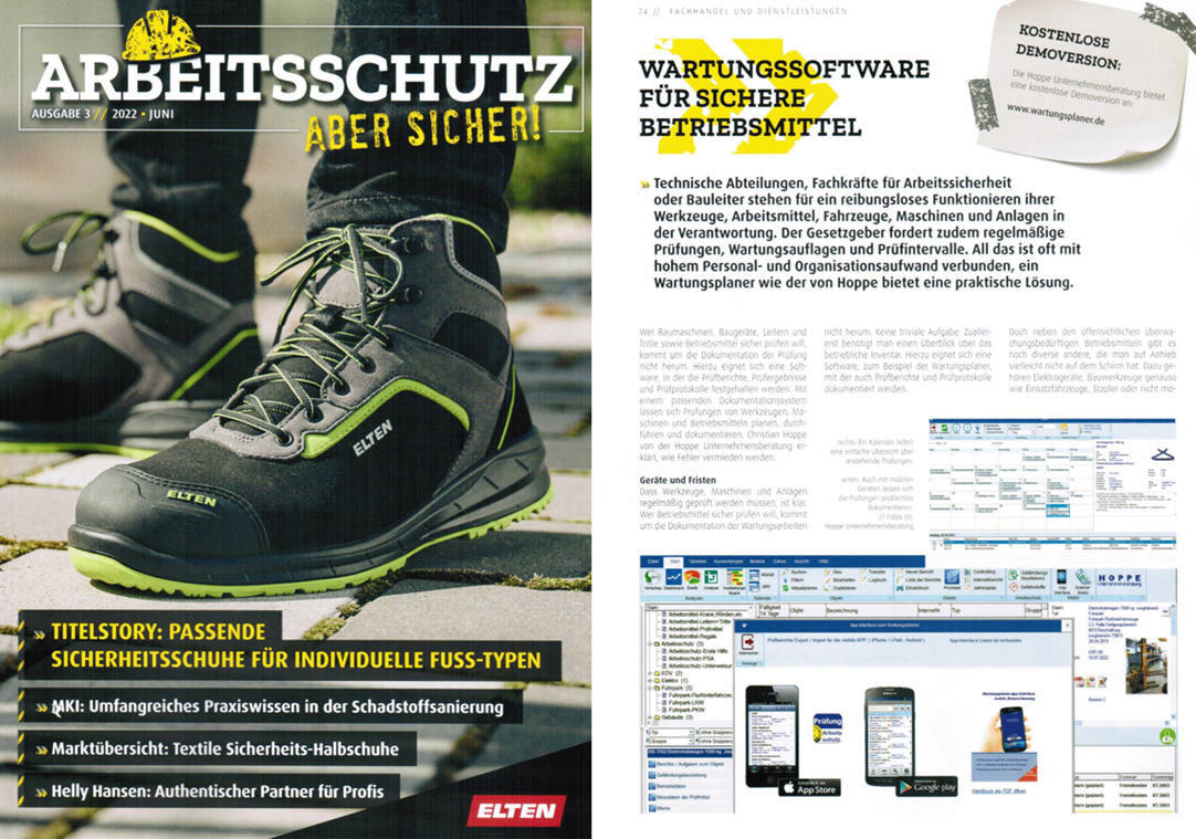 Arbeitsschutz aber Sicher/ 06-22 S-Zwei Verlag GmbH Wartungssoftware fr sichere Betriebsmittel