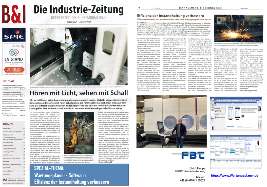 B&I Industrielle Zeitung Wolff Publishing August/24 Effizienz im Inventarmanagement verbessern