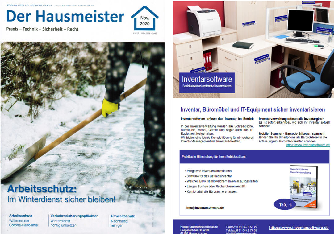 Der Hausmeister November/20 Forum Verlag Herkert - Inventar, Brombel und IT-Equipment sicher inventarisieren