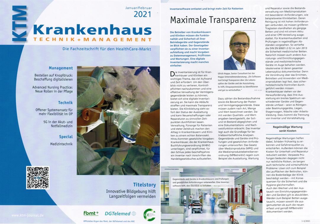 KTM Krankenhaus Technik + Management - PN-Verlag Feb/21 - Inventarsoftware entlastet und bringt mehr Zeit fr Patienten